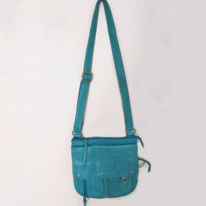 Vintage FOSSIL Morgan Traveler’s Bag Tidal Blue LARGE Crossbody Purse Handbag